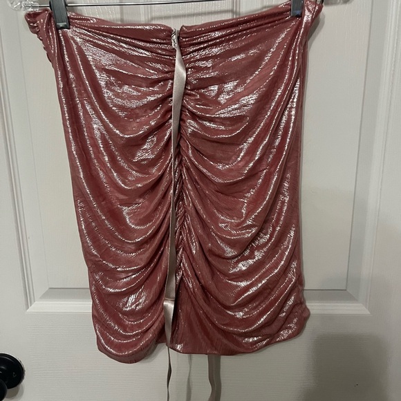 House of CB Shahja pink metallic ruched mini skirt Size Medium - Picture 9 of 9